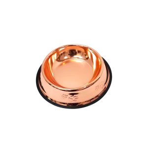 comedero aluminio color oro rosa pequeño
